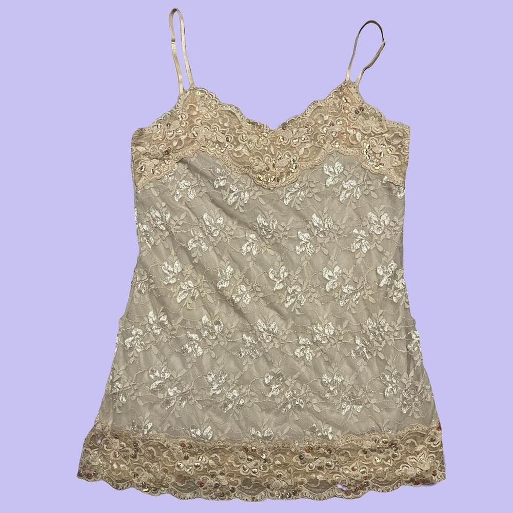 Cream lace sequin cami